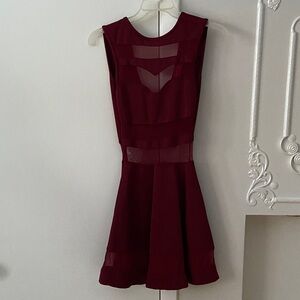 Akira Chicago mesh cut out Burgundy Sleeveless Dress size small sleeveless short